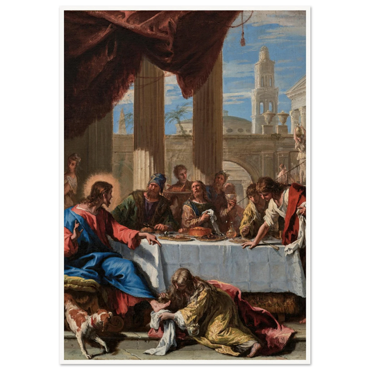 Christ in the House of Simon the Pharisee (1713) Art Print | Sebastiano Ricci - Framed Poster - 30x40 cm / 12x16″ - Black frame