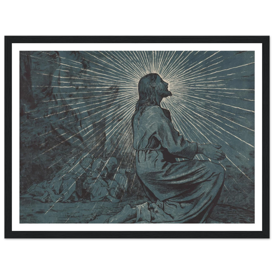 Christ Praying on the Mount of Olives (1893) Art Print | Hans Thoma - Framed Poster - 30x40 cm / 12x16″ - Black frame