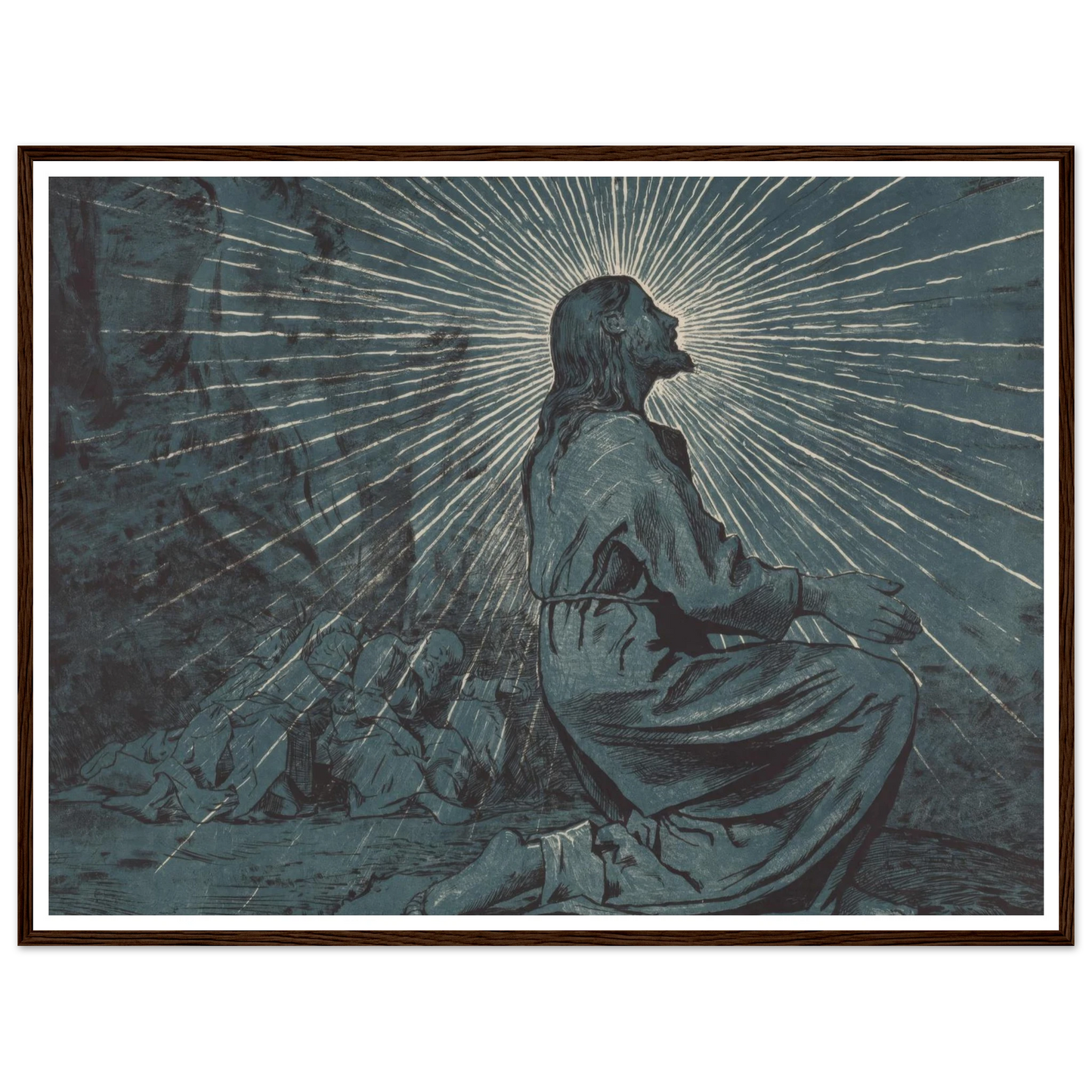 Christ Praying on the Mount of Olives (1893) Art Print | Hans Thoma - Framed Poster - 30x40 cm / 12x16″ - Black frame