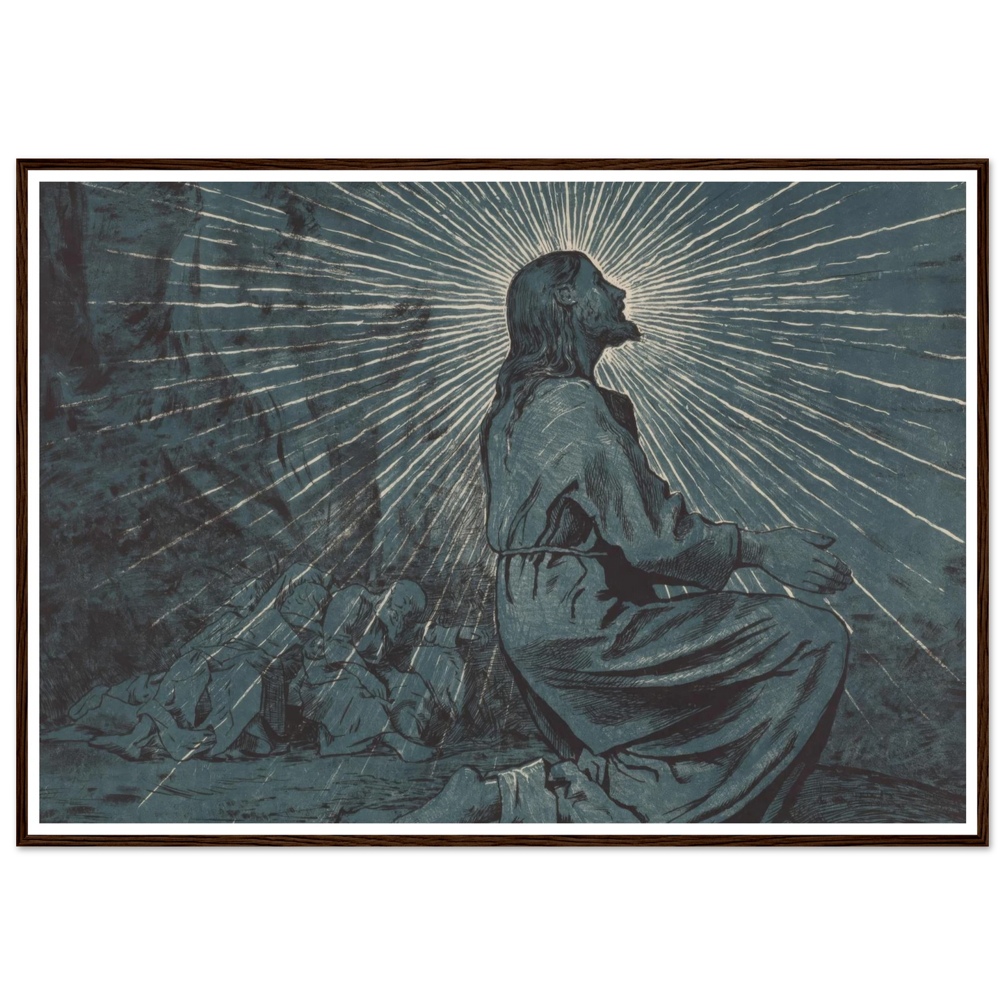 Christ Praying on the Mount of Olives (1893) Art Print | Hans Thoma - Framed Poster - 30x40 cm / 12x16″ - Black frame