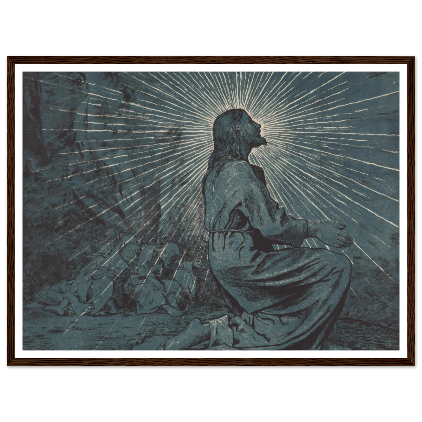 Christ Praying on the Mount of Olives (1893) Art Print | Hans Thoma - Framed Poster - 30x40 cm / 12x16″ - Black frame