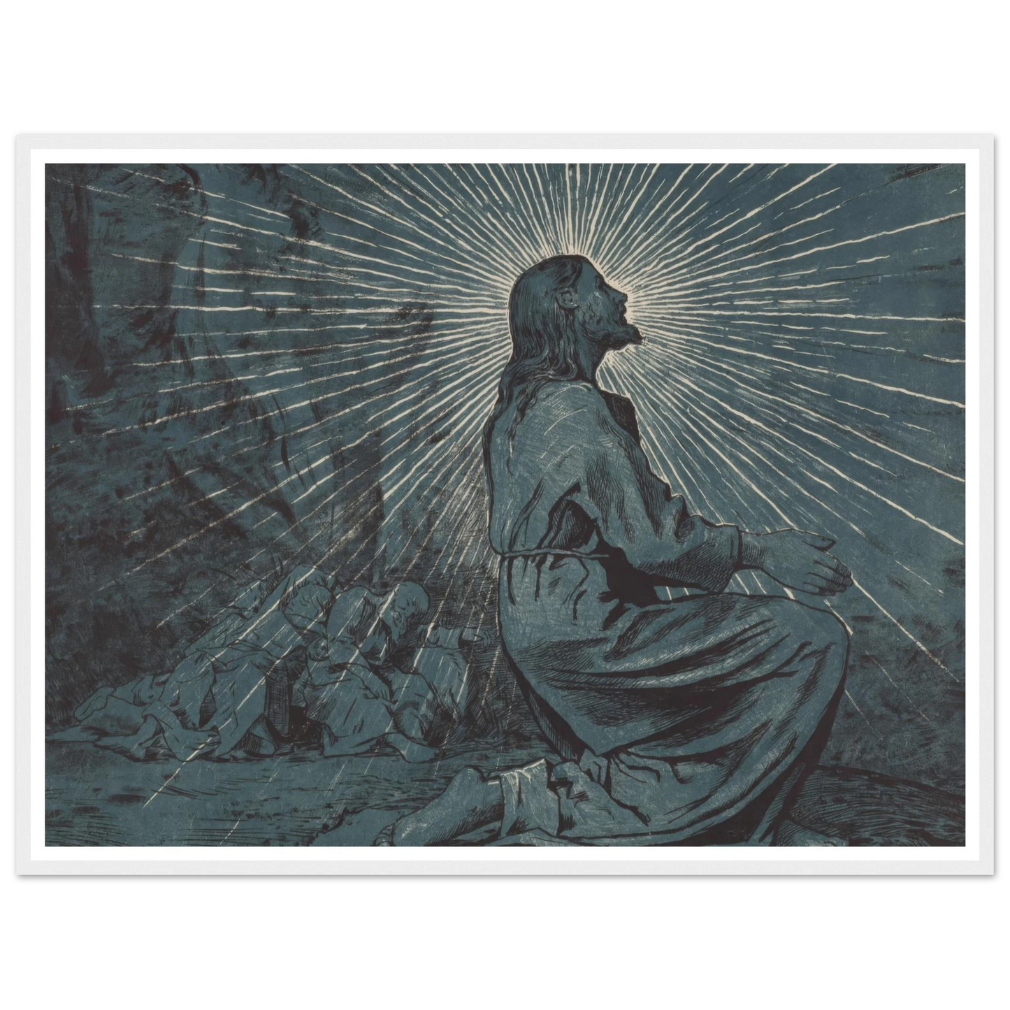 Christ Praying on the Mount of Olives (1893) Art Print | Hans Thoma - Framed Poster - 30x40 cm / 12x16″ - Black frame