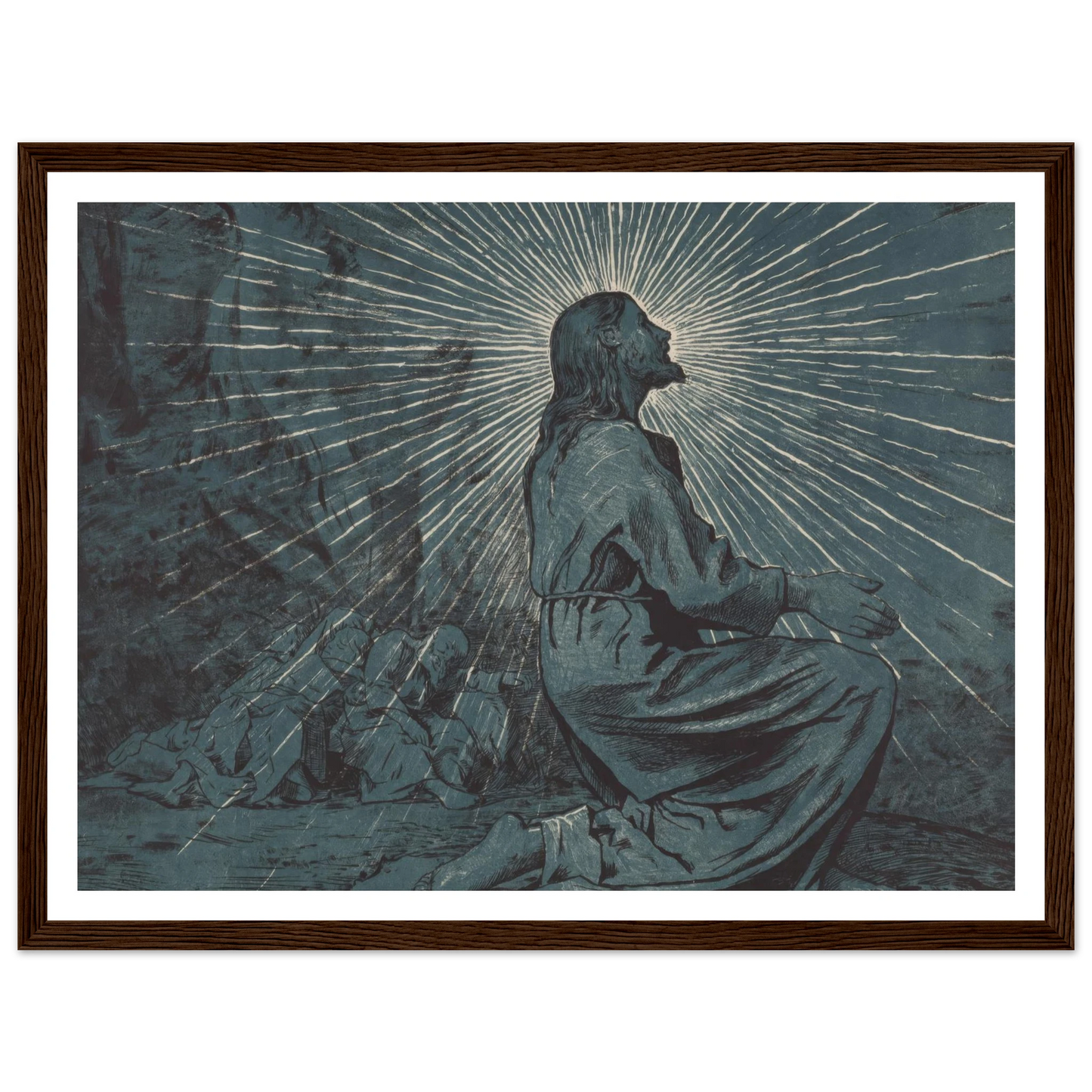 Christ Praying on the Mount of Olives (1893) Art Print | Hans Thoma - Framed Poster - 30x40 cm / 12x16″ - Black frame