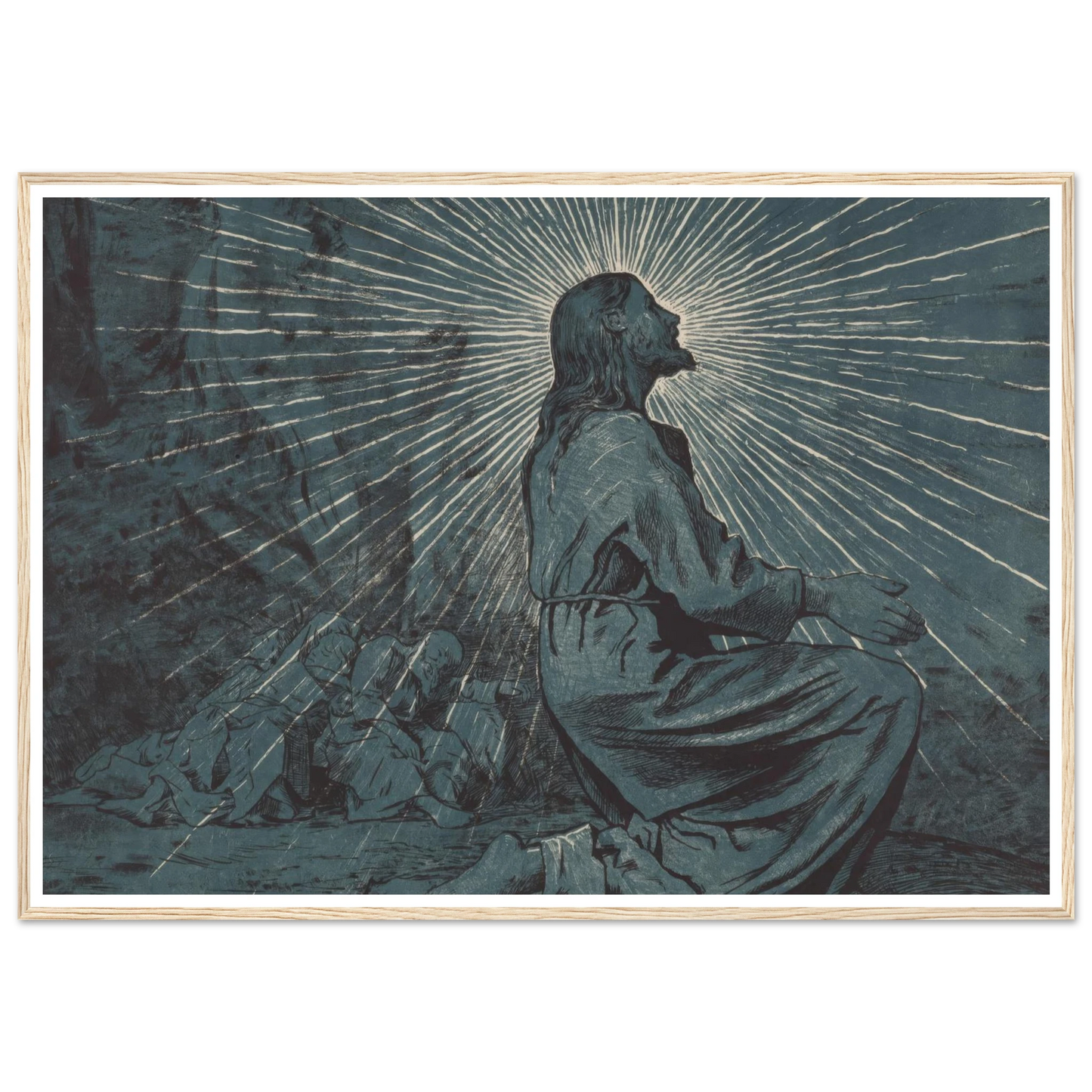 Christ Praying on the Mount of Olives (1893) Art Print | Hans Thoma - Framed Poster - 30x40 cm / 12x16″ - Black frame