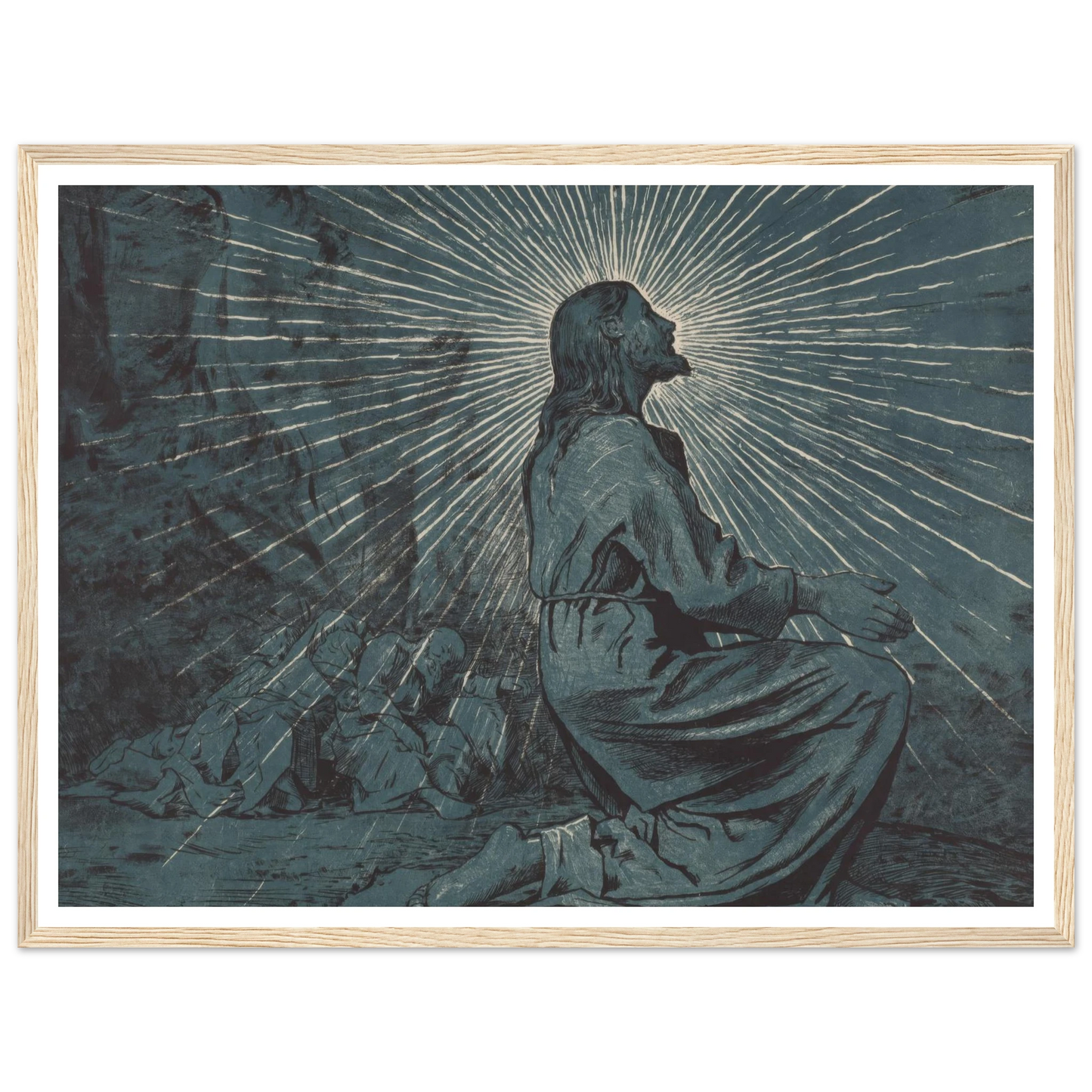 Christ Praying on the Mount of Olives (1893) Art Print | Hans Thoma - Framed Poster - 30x40 cm / 12x16″ - Black frame