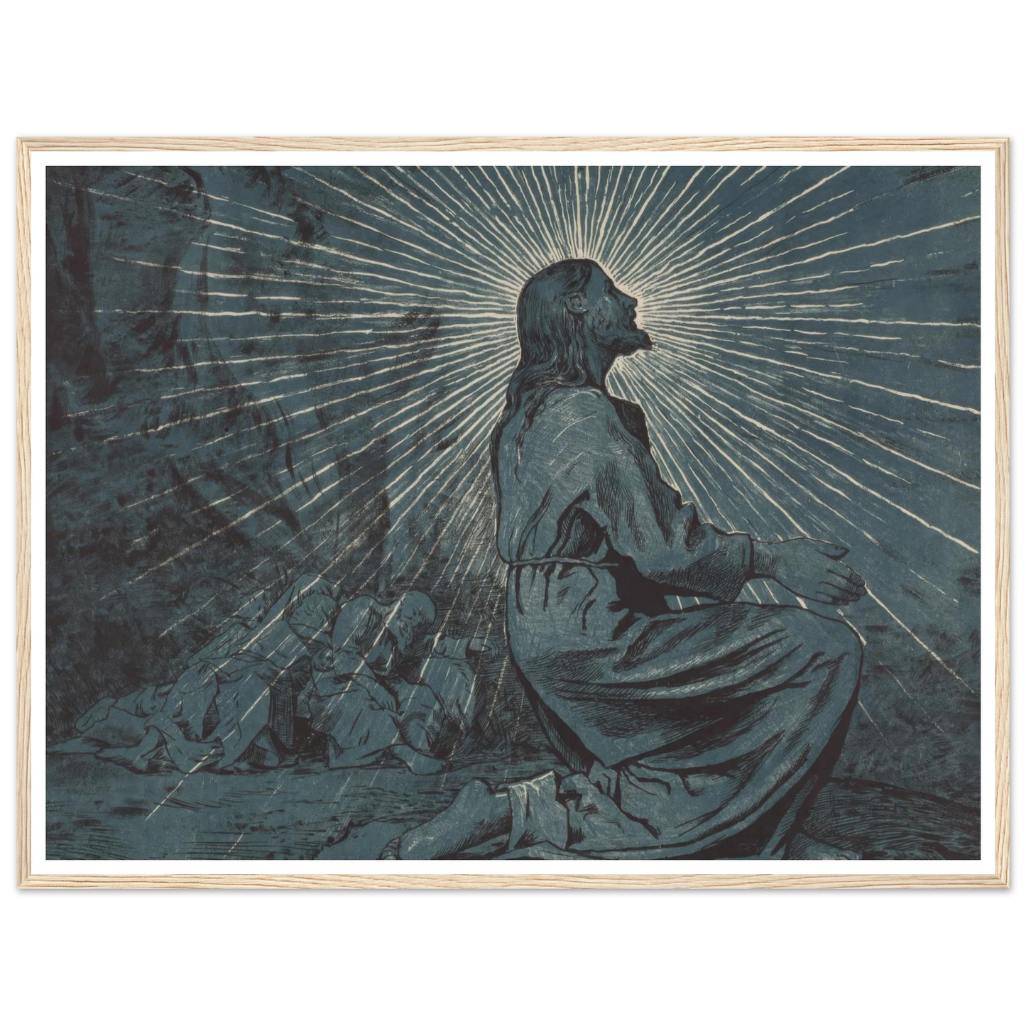 Christ Praying on the Mount of Olives (1893) Art Print | Hans Thoma - Framed Poster - 30x40 cm / 12x16″ - Black frame