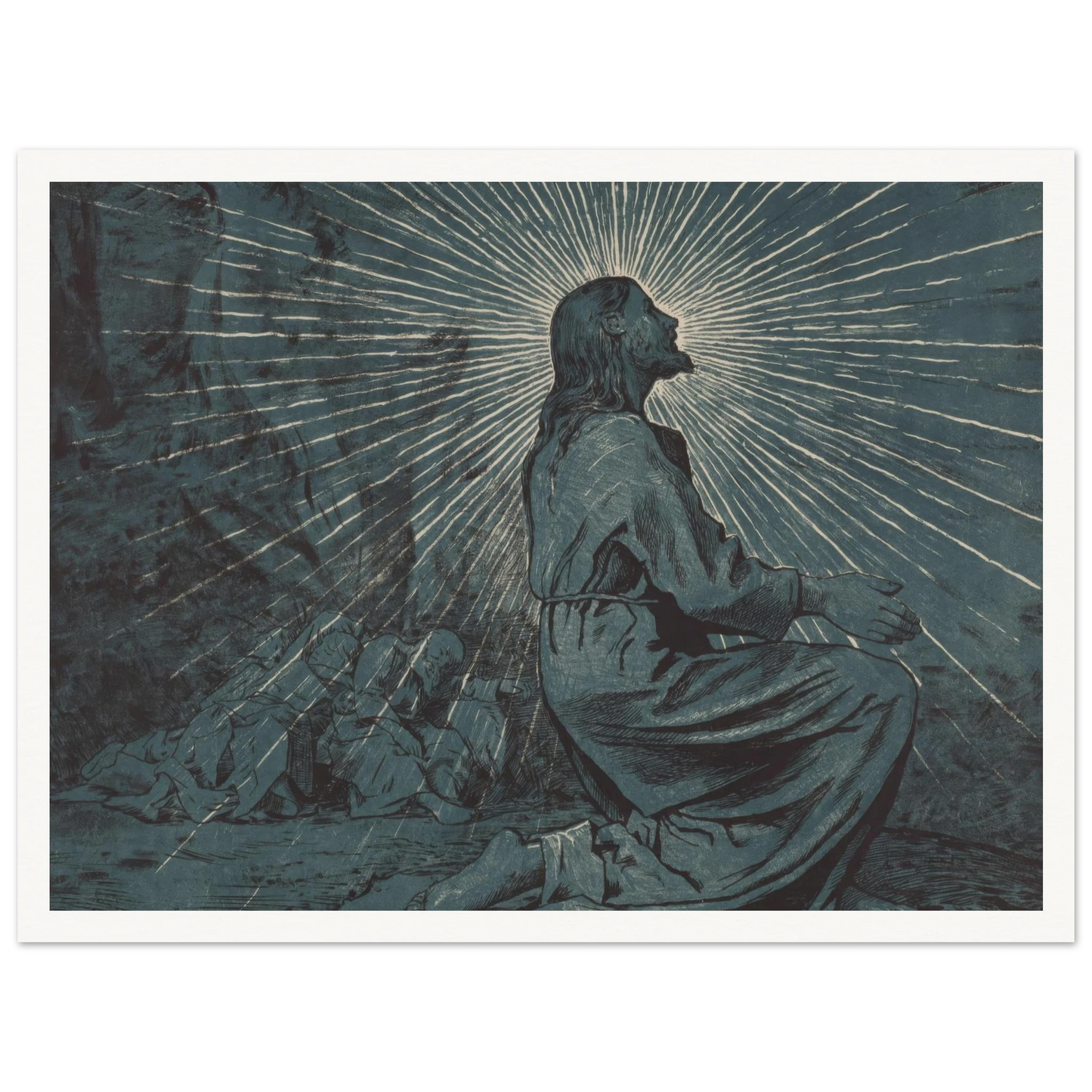 Christ Praying on the Mount of Olives (1893) Art Print | Hans Thoma - Framed Poster - 30x40 cm / 12x16″ - Black frame