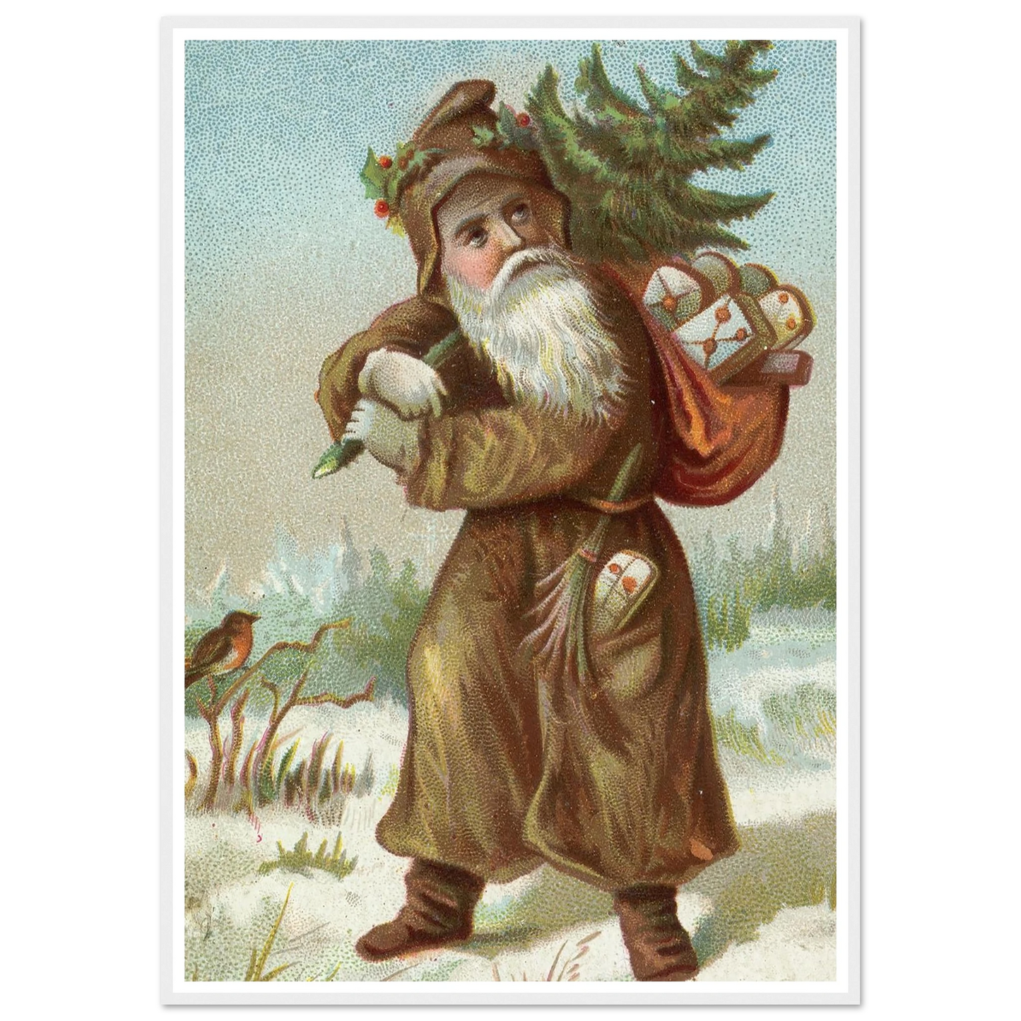 Christmas card with Santa - Framed Poster - 30x40 cm / 12x16″ - Black frame