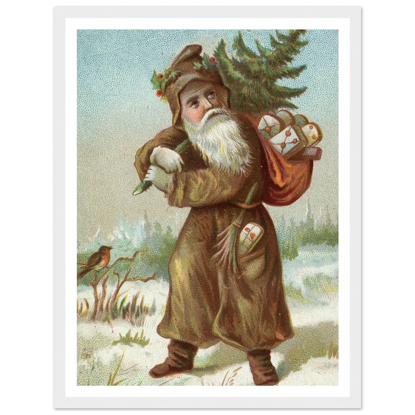 Christmas card with Santa - Framed Poster - 30x40 cm / 12x16″ - Black frame