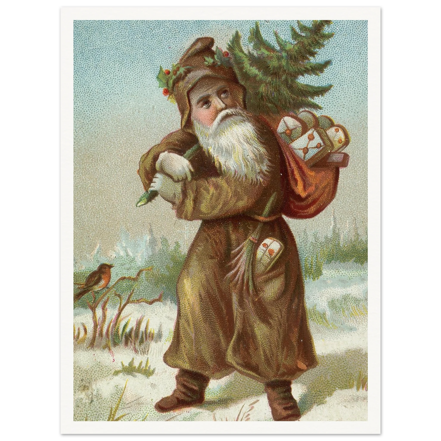 Christmas card with Santa - Framed Poster - 30x40 cm / 12x16″ - Black frame