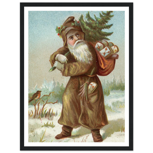 Christmas card with Santa - Framed Poster - 30x40 cm / 12x16″ - Black frame