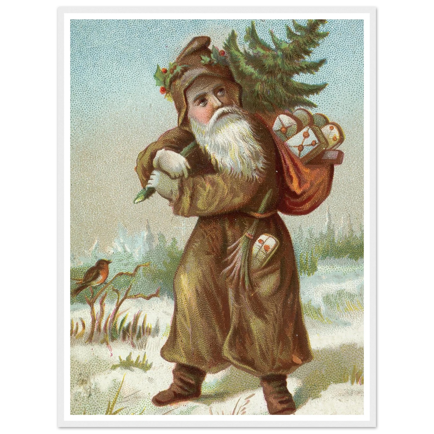 Christmas card with Santa - Framed Poster - 30x40 cm / 12x16″ - Black frame