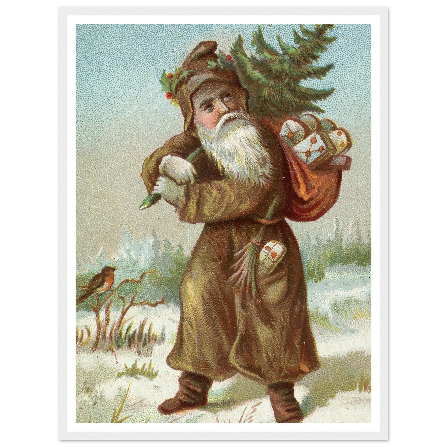 Christmas card with Santa - Framed Poster - 30x40 cm / 12x16″ - Black frame
