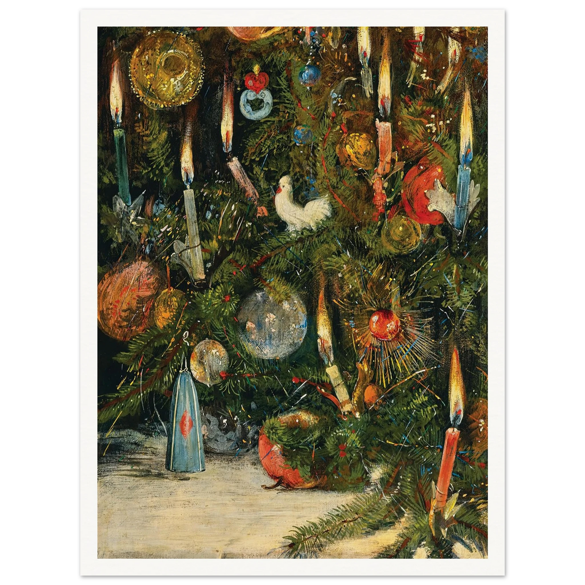 Christmas tree decorated with lights - Framed Poster - 30x40 cm / 12x16″ - Black frame