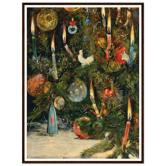 Christmas tree decorated with lights - Framed Poster - 30x40 cm / 12x16″ - Black frame