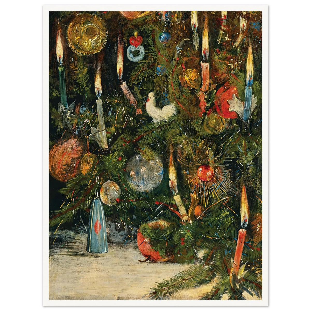 Christmas tree decorated with lights - Framed Poster - 30x40 cm / 12x16″ - Black frame