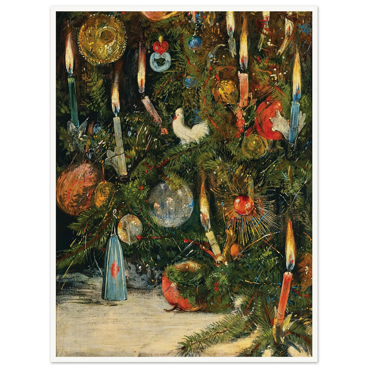 Christmas tree decorated with lights - Framed Poster - 30x40 cm / 12x16″ - Black frame