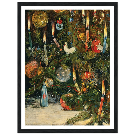 Christmas tree decorated with lights - Framed Poster - 30x40 cm / 12x16″ - Black frame