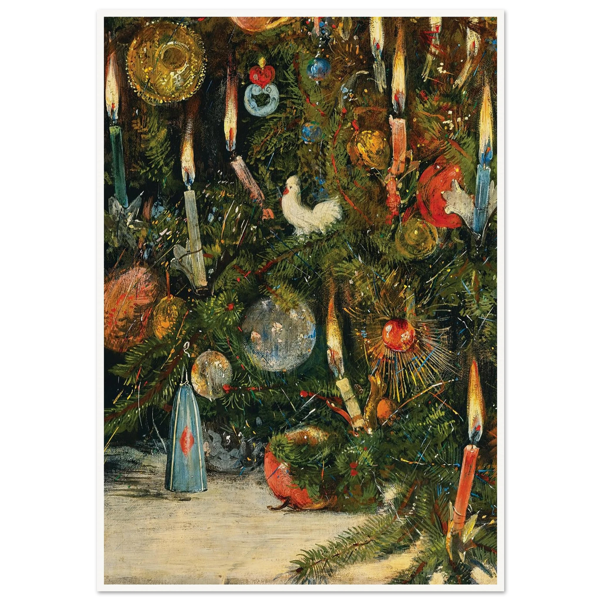 Christmas tree decorated with lights - Framed Poster - 30x40 cm / 12x16″ - Black frame