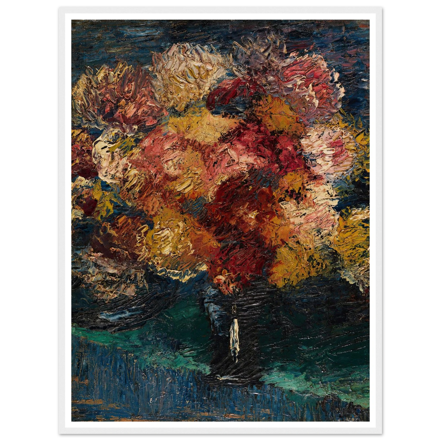 Chrysanthemen und Astern in blauer Vase (1910) Art Print | Christian Rohlfs - Framed Poster - 30x40 cm / 12x16″ - Black frame