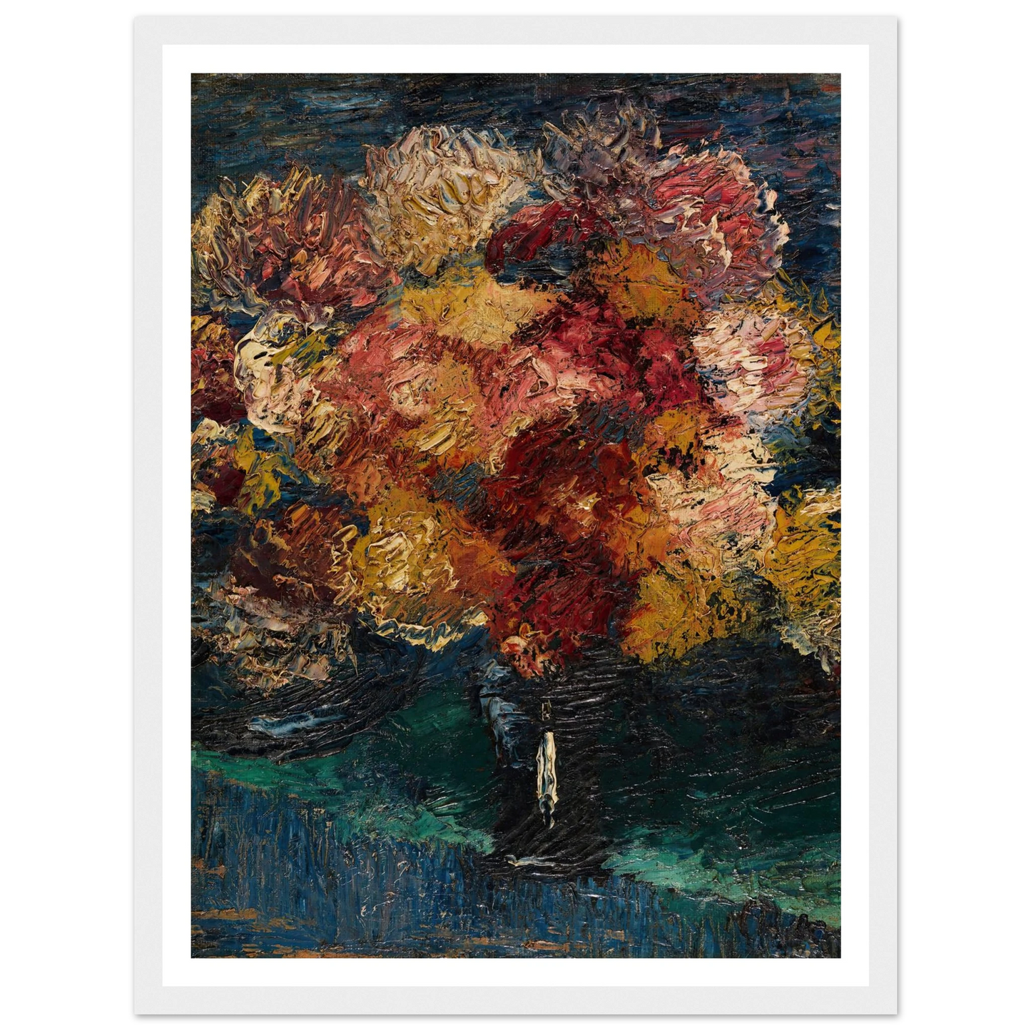 Chrysanthemen und Astern in blauer Vase (1910) Art Print | Christian Rohlfs - Framed Poster - 30x40 cm / 12x16″ - Black frame