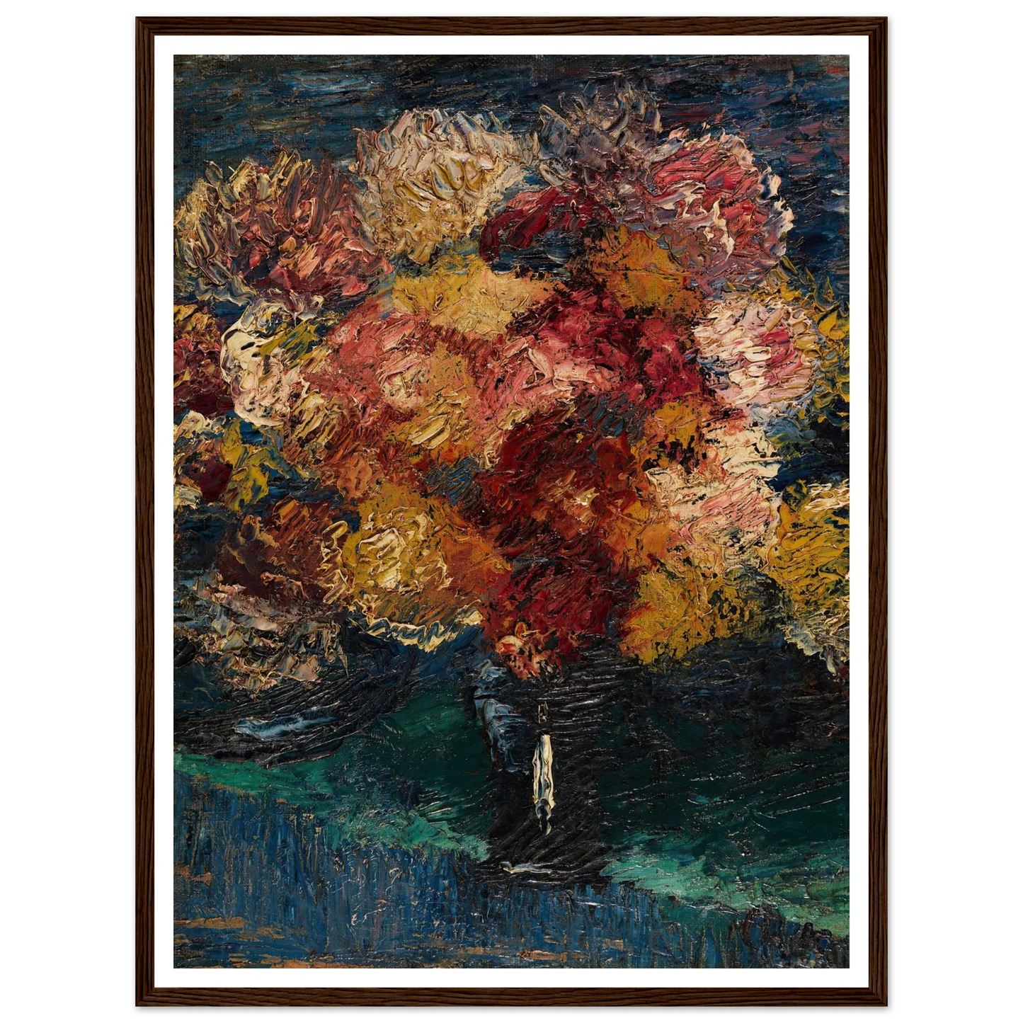 Chrysanthemen und Astern in blauer Vase (1910) Art Print | Christian Rohlfs - Framed Poster - 30x40 cm / 12x16″ - Black frame