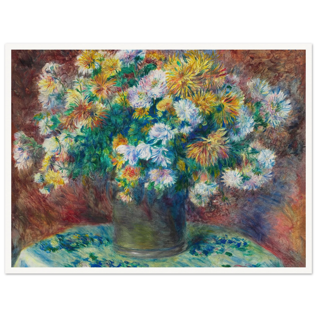 Chrysanthemums (1881) Art Print | Pierre Auguste Renoir - Framed Poster - 30x40 cm / 12x16″ - Black frame