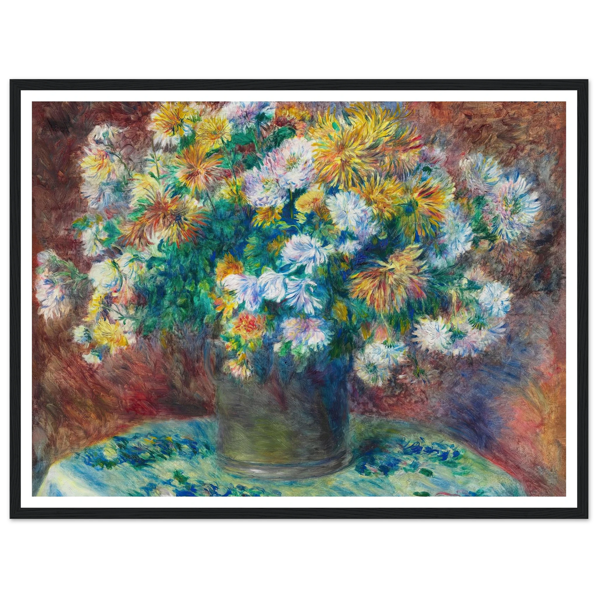 Chrysanthemums (1881) Art Print | Pierre Auguste Renoir - Framed Poster - 30x40 cm / 12x16″ - Black frame