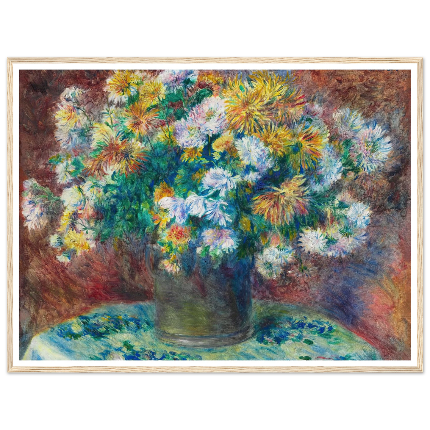 Chrysanthemums (1881) Art Print | Pierre Auguste Renoir - Framed Poster - 30x40 cm / 12x16″ - Black frame