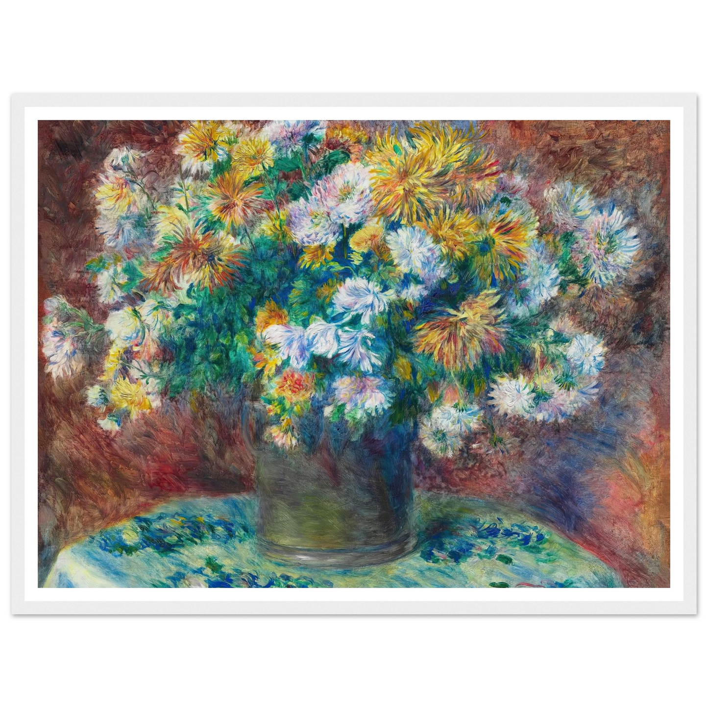 Chrysanthemums (1881) Art Print | Pierre Auguste Renoir - Framed Poster - 30x40 cm / 12x16″ - Black frame