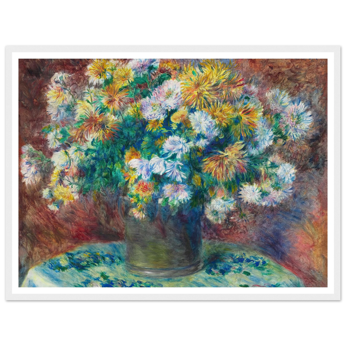 Chrysanthemums (1881) Art Print | Pierre Auguste Renoir - Framed Poster - 30x40 cm / 12x16″ - Black frame