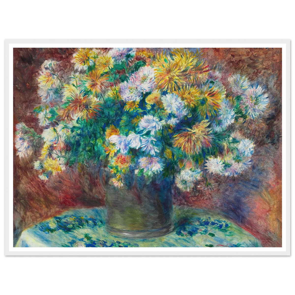 Chrysanthemums (1881) Art Print | Pierre Auguste Renoir - Framed Poster - 30x40 cm / 12x16″ - Black frame