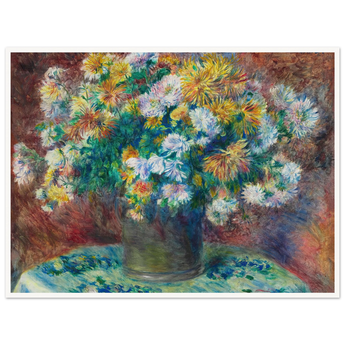 Chrysanthemums (1881) Art Print | Pierre Auguste Renoir - Framed Poster - 30x40 cm / 12x16″ - Black frame