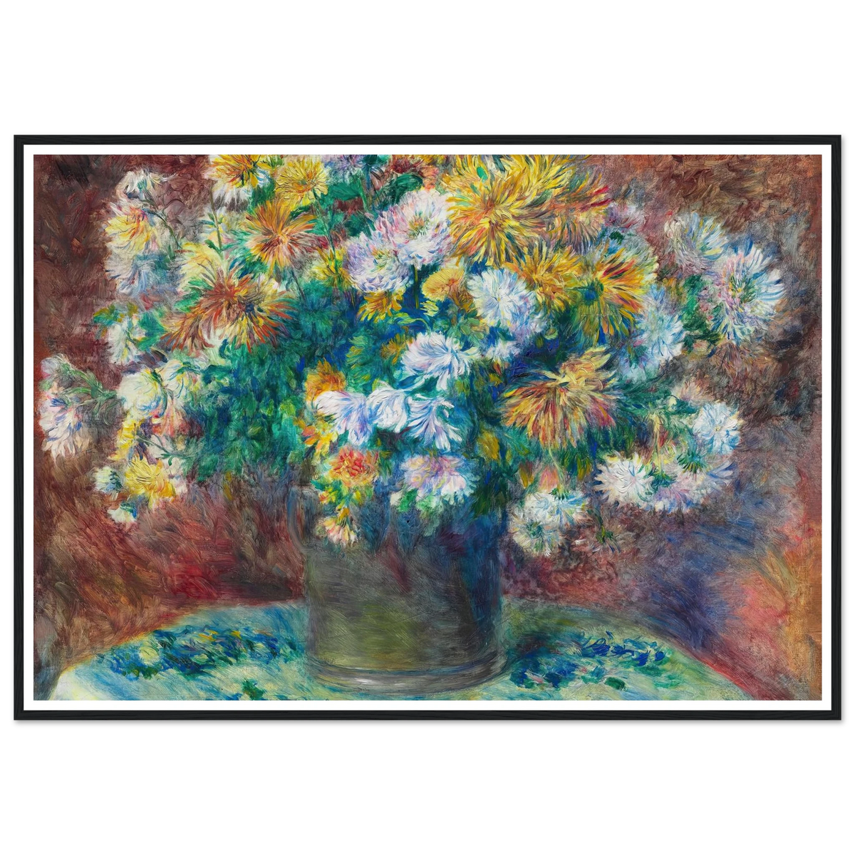 Chrysanthemums (1881) Art Print | Pierre Auguste Renoir - Framed Poster - 30x40 cm / 12x16″ - Black frame