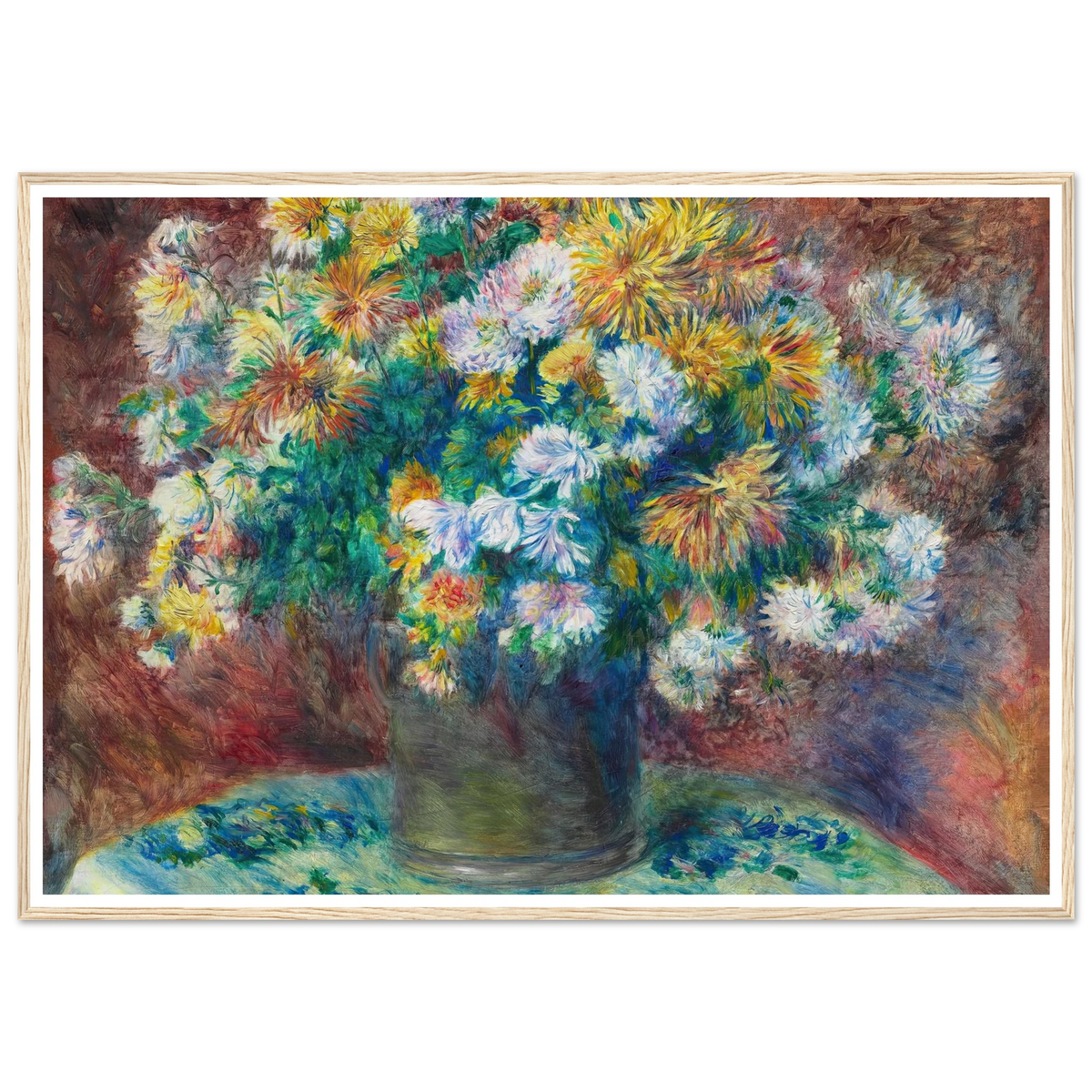 Chrysanthemums (1881) Art Print | Pierre Auguste Renoir - Framed Poster - 30x40 cm / 12x16″ - Black frame