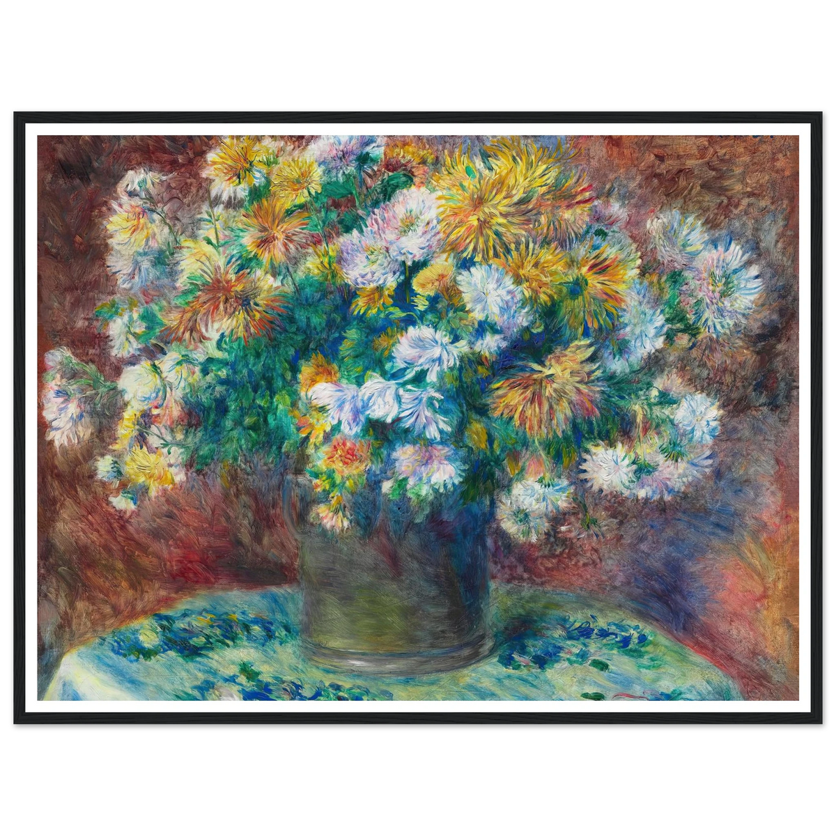 Chrysanthemums (1881) Art Print | Pierre Auguste Renoir - Framed Poster - 30x40 cm / 12x16″ - Black frame