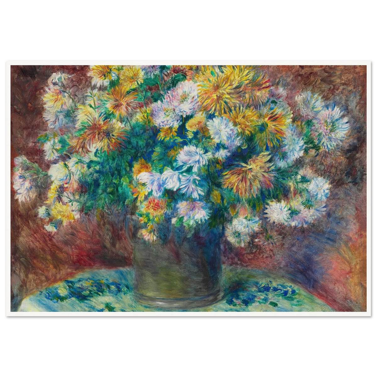 Chrysanthemums (1881) Art Print | Pierre Auguste Renoir - Framed Poster - 30x40 cm / 12x16″ - Black frame