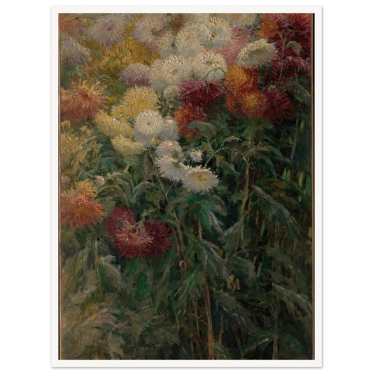Chrysanthemums in the Garden at Petit-Gennevilliers (1893) Art Print | Gustave Caillebotte - Framed Poster - 30x40 cm / 12x16″ - Black frame