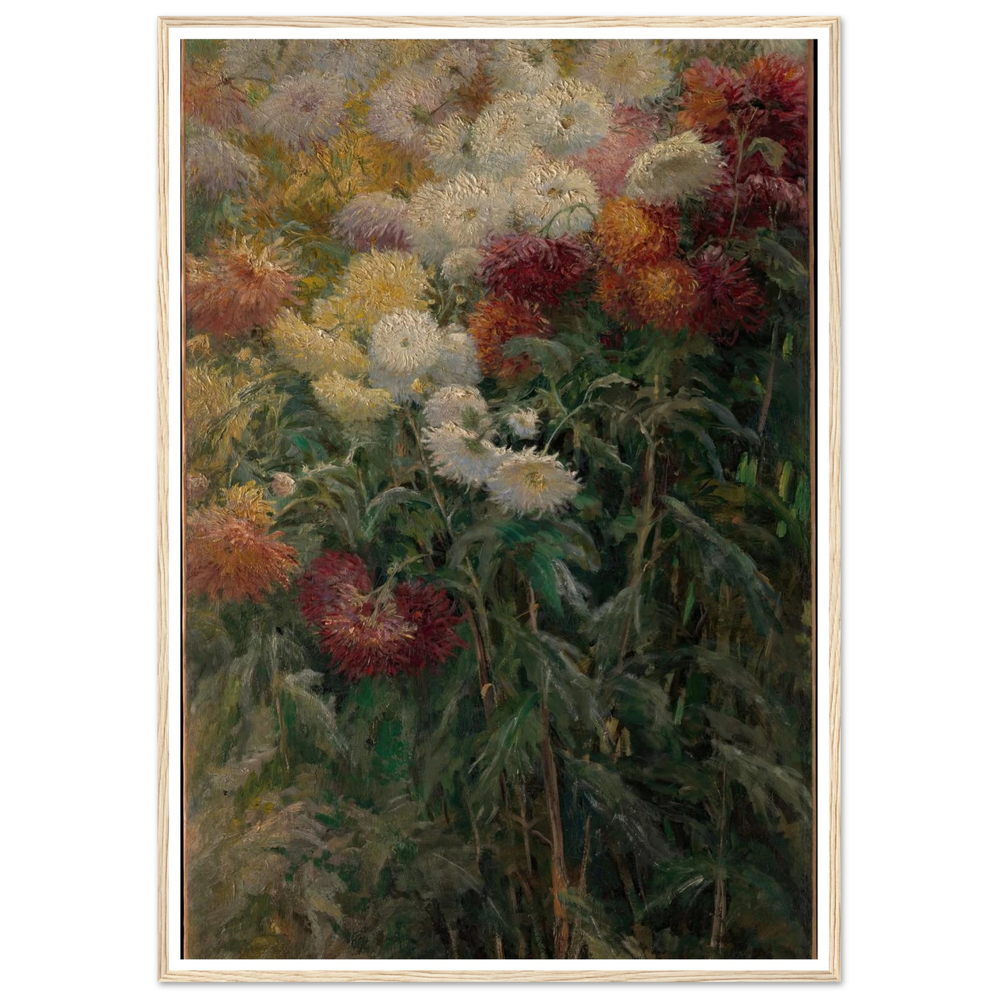 Chrysanthemums in the Garden at Petit-Gennevilliers (1893) Art Print | Gustave Caillebotte - Framed Poster - 30x40 cm / 12x16″ - Black frame