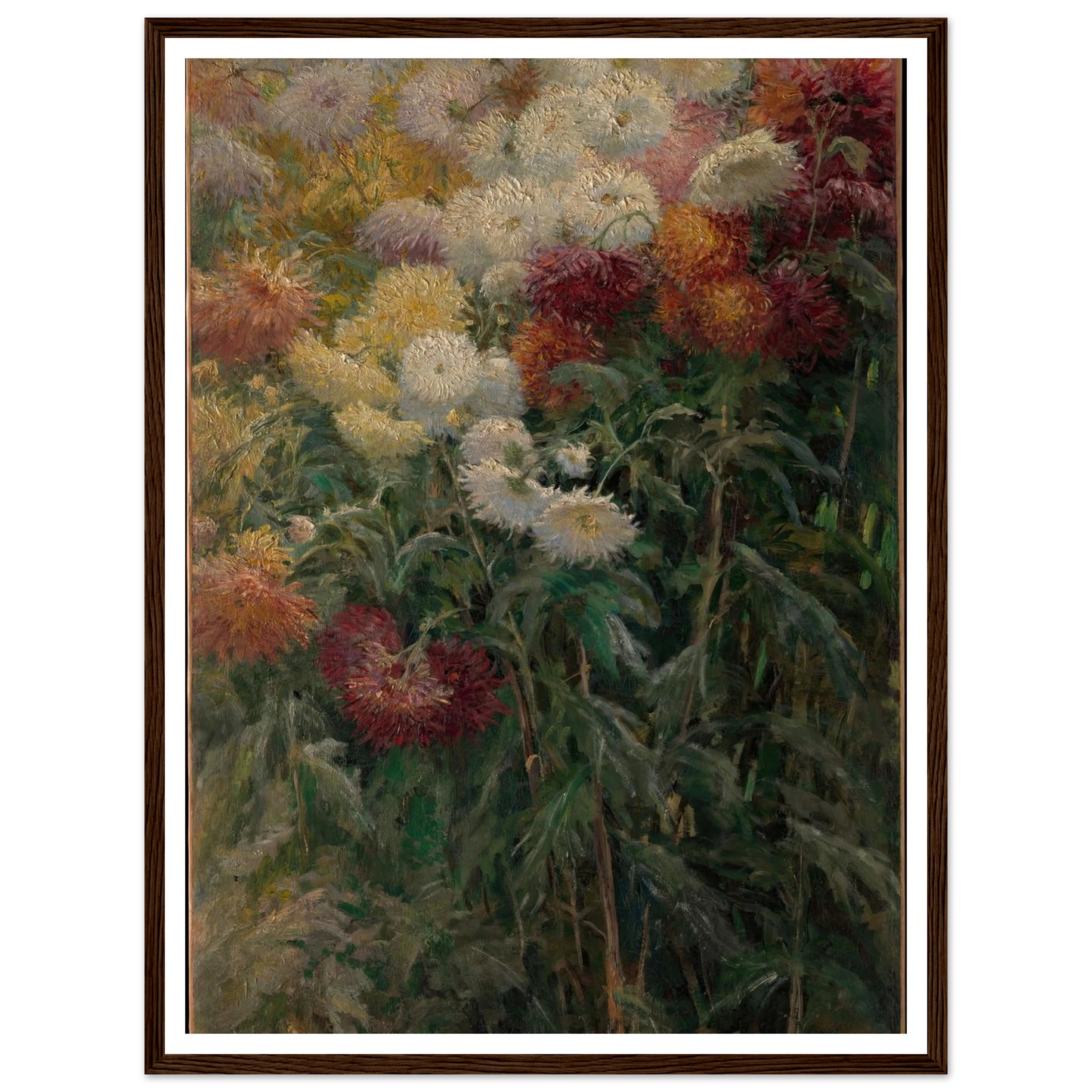 Chrysanthemums in the Garden at Petit-Gennevilliers (1893) Art Print | Gustave Caillebotte - Framed Poster - 30x40 cm / 12x16″ - Black frame