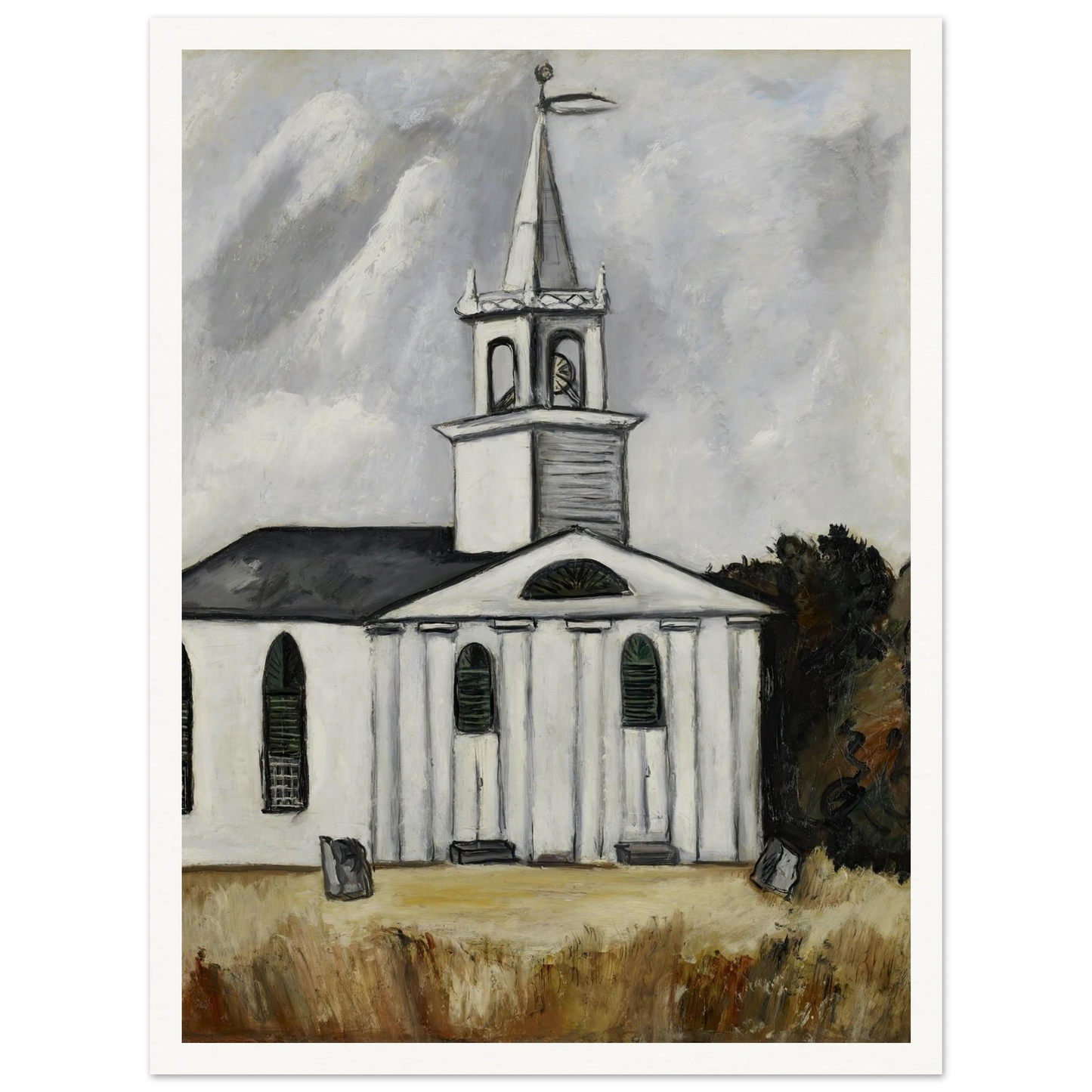 Church at Head Tide #2 (1938 - 1940) Art Print | Marsden Hartley - Framed Poster - 30x40 cm / 12x16″ - Black frame