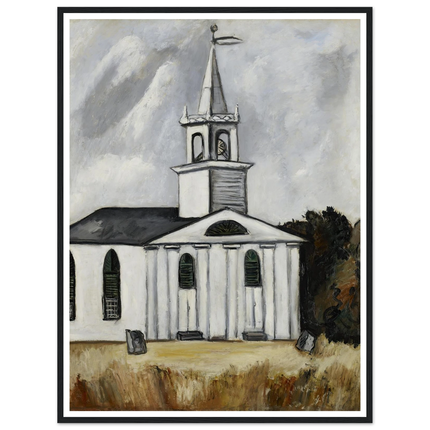 Church at Head Tide #2 (1938 - 1940) Art Print | Marsden Hartley - Framed Poster - 30x40 cm / 12x16″ - Black frame