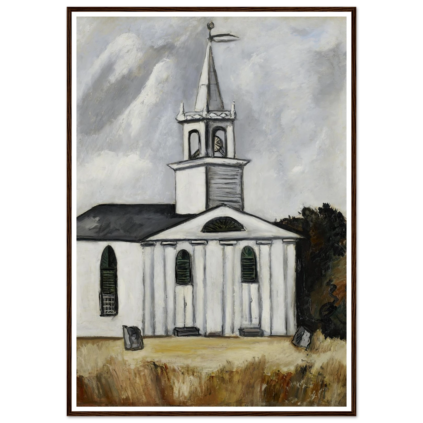 Church at Head Tide #2 (1938 - 1940) Art Print | Marsden Hartley - Framed Poster - 30x40 cm / 12x16″ - Black frame