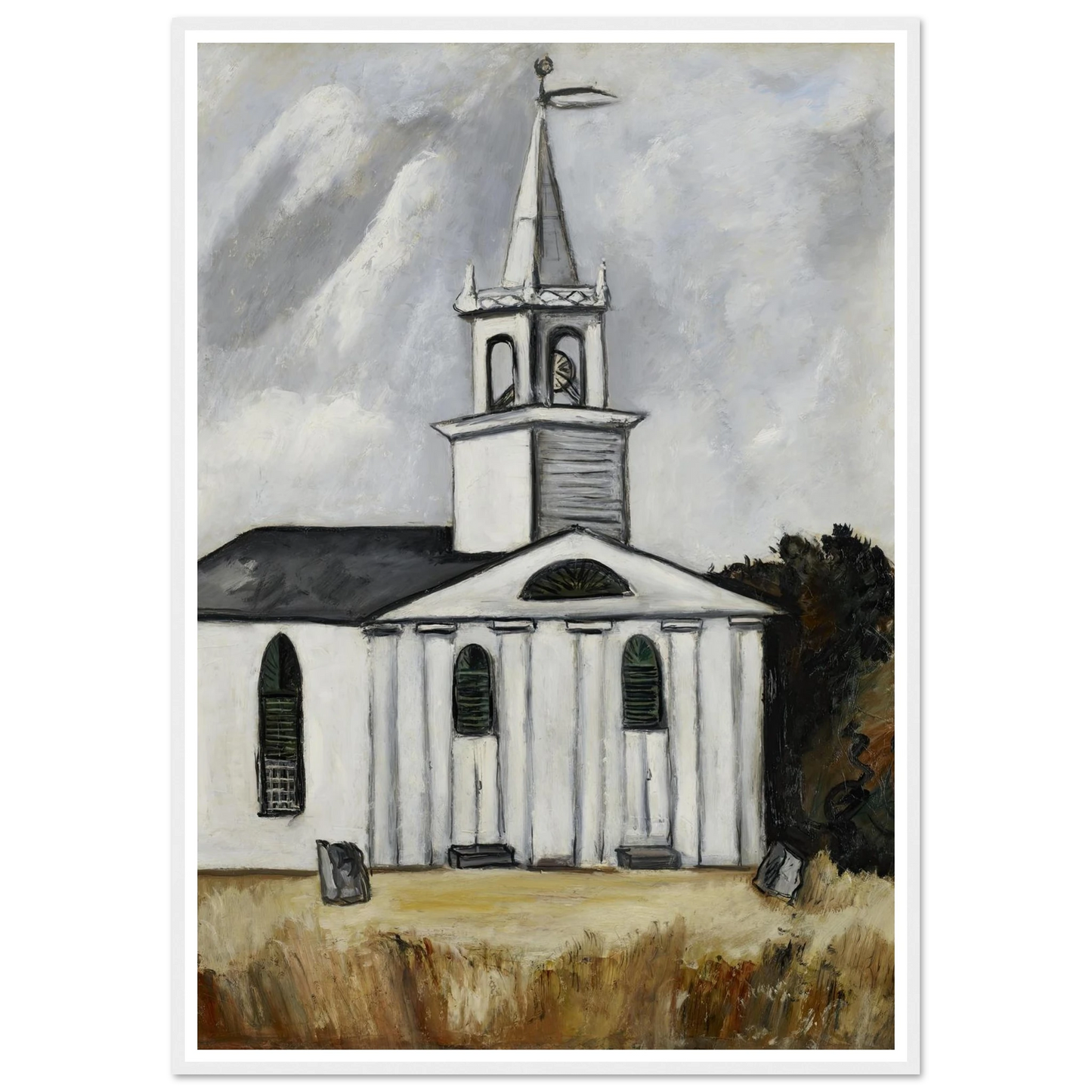 Church at Head Tide #2 (1938 - 1940) Art Print | Marsden Hartley - Framed Poster - 30x40 cm / 12x16″ - Black frame
