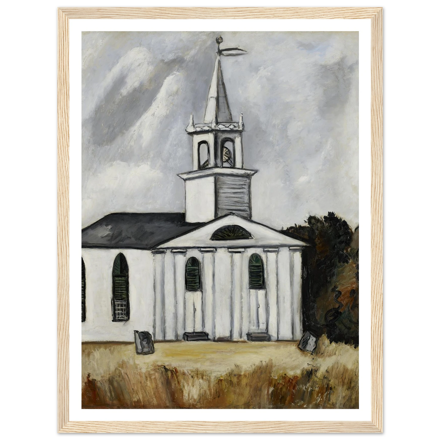 Church at Head Tide #2 (1938 - 1940) Art Print | Marsden Hartley - Framed Poster - 30x40 cm / 12x16″ - Black frame