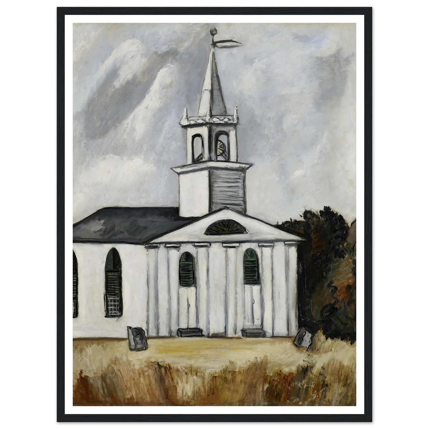 Church at Head Tide #2 (1938 - 1940) Art Print | Marsden Hartley - Framed Poster - 30x40 cm / 12x16″ - Black frame