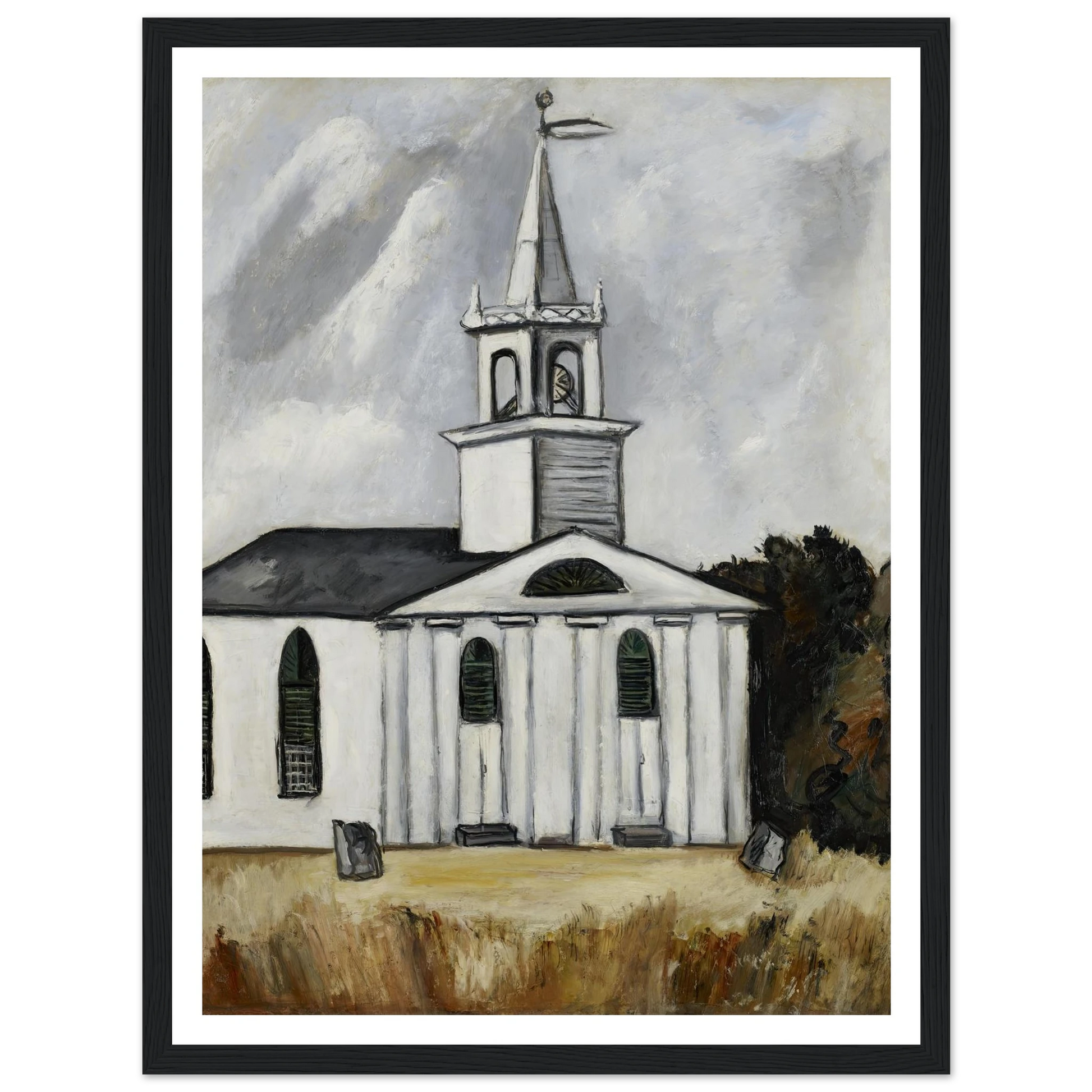 Church at Head Tide #2 (1938 - 1940) Art Print | Marsden Hartley - Framed Poster - 30x40 cm / 12x16″ - Black frame