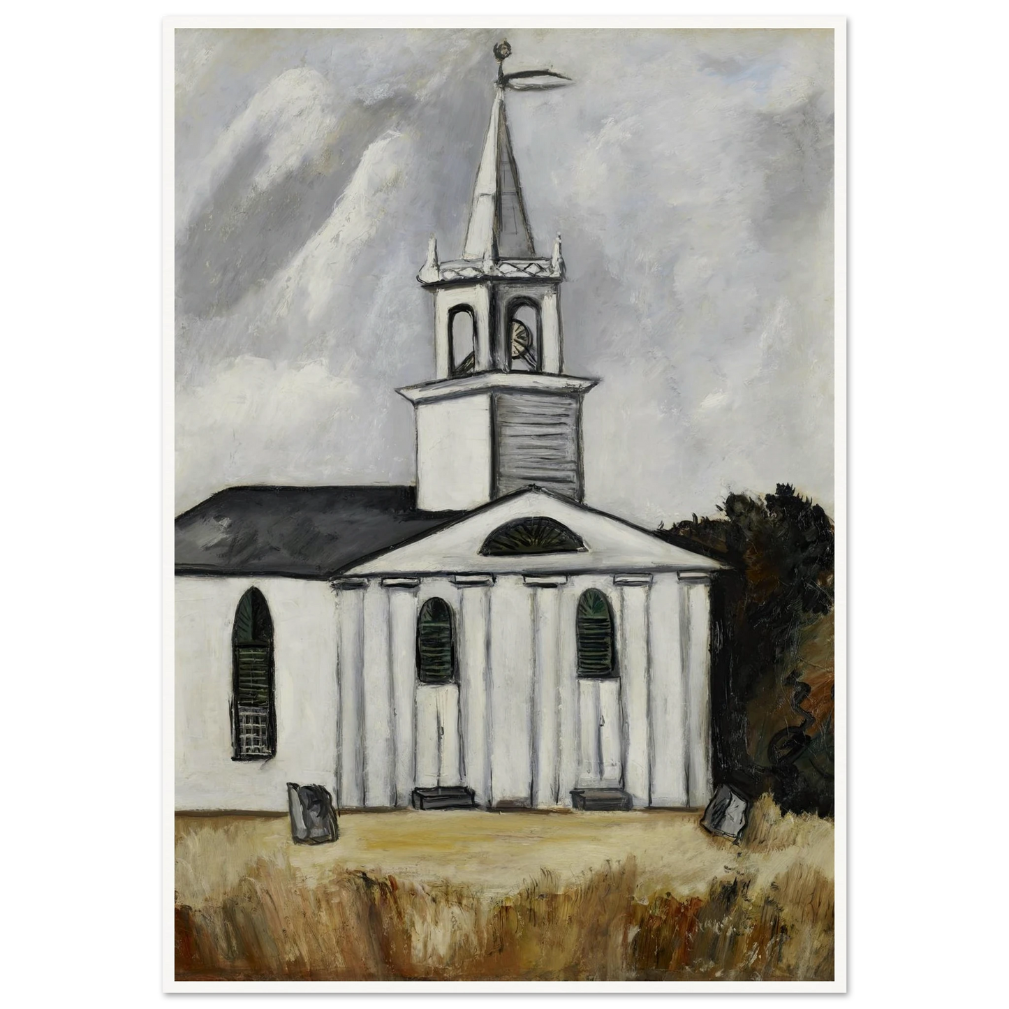 Church at Head Tide #2 (1938 - 1940) Art Print | Marsden Hartley - Framed Poster - 30x40 cm / 12x16″ - Black frame