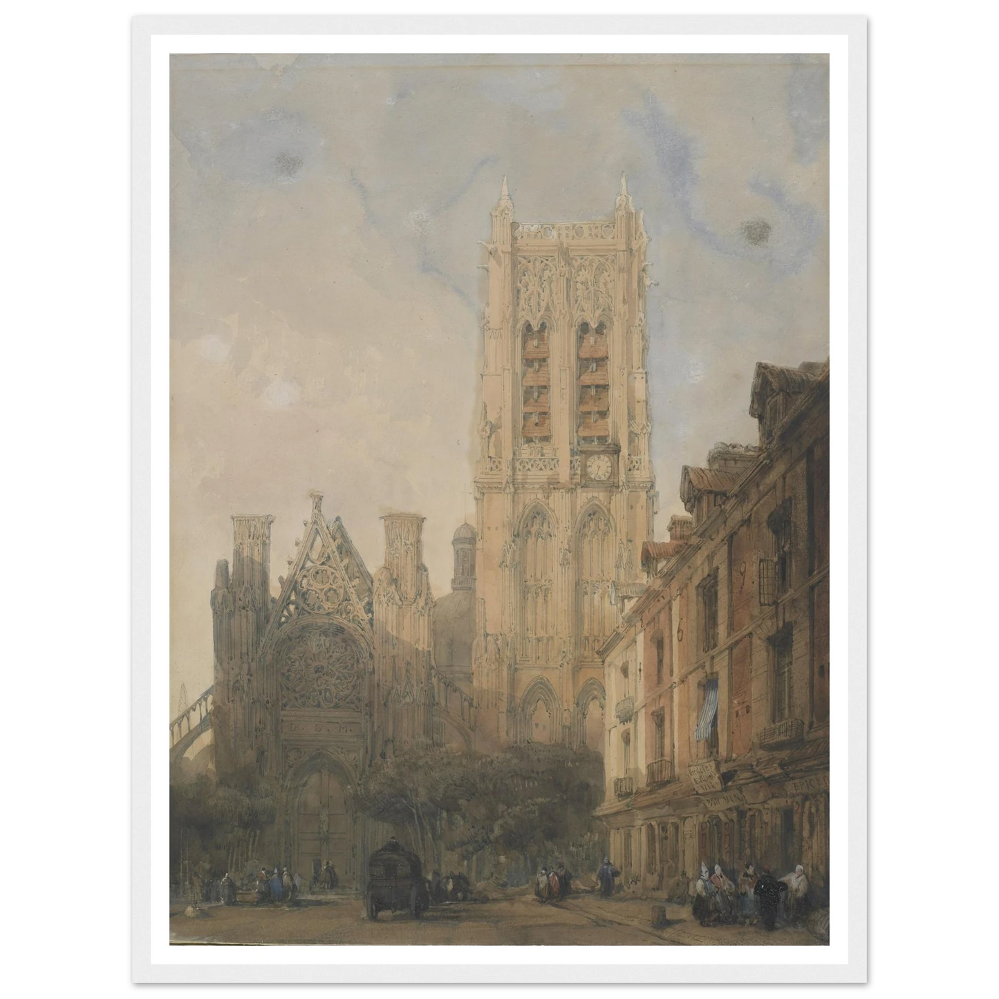 Church of St. Jacques, Dieppe Art Print | David Roberts - Framed Poster - 30x40 cm / 12x16″ - Black frame