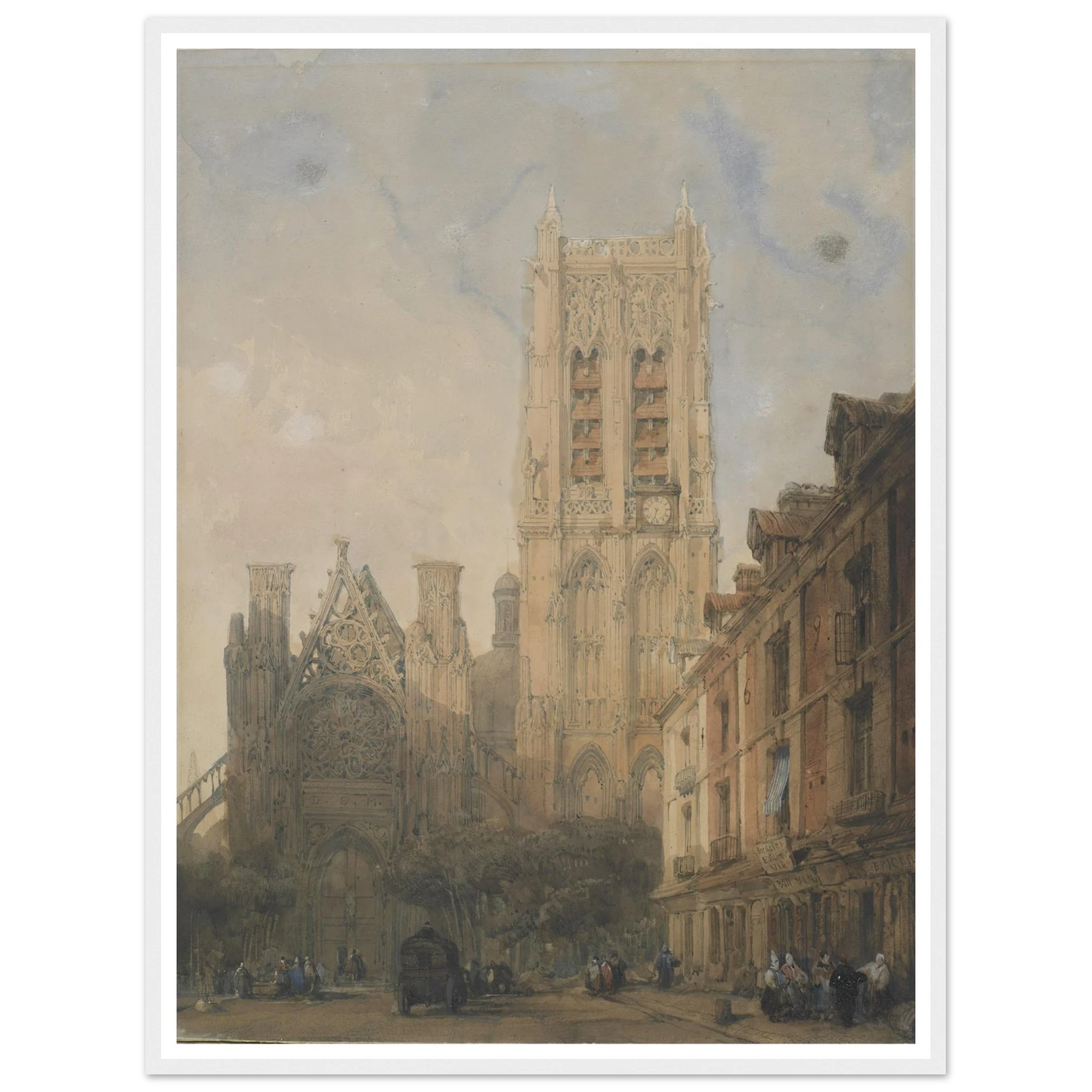 Church of St. Jacques, Dieppe Art Print | David Roberts - Framed Poster - 30x40 cm / 12x16″ - Black frame